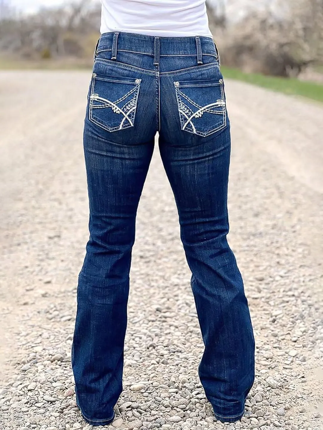 Flamingals Butt Lifting Bootcut Jeans Stretchy Casual Fall Winter Trendy Flare Leg Jeans for Women