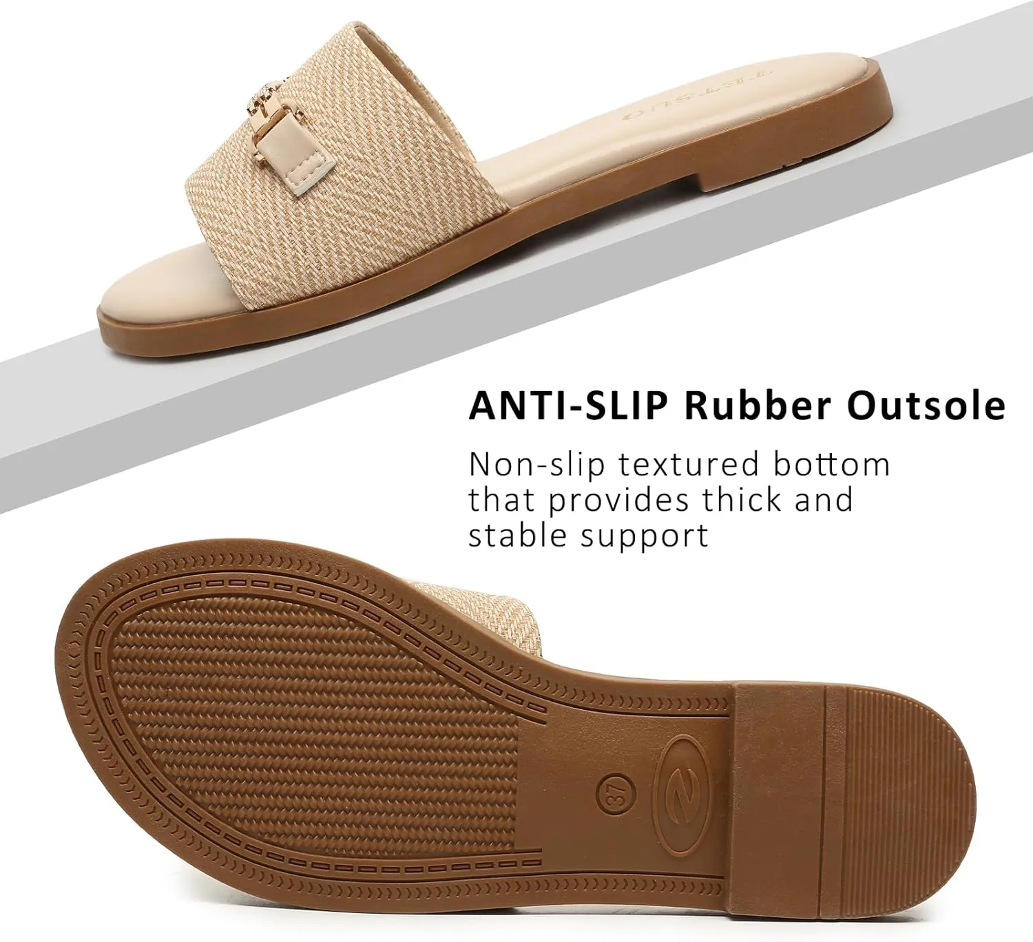 Flat Sandals for Women 2025 Slide Sandals Summer Fashion Women Dressy Slip on Shoes for Party Wedding Vacation Beach Walking Square Open Toe Shoes