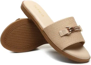Flat Sandals for Women 2025 Slide Sandals Summer Fashion Women Dressy Slip on Shoes for Party Wedding Vacation Beach Walking Square Open Toe Shoes