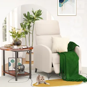 FLEXISPOT XC2 Recliner Chair for Adults, Fabric Small Reclining Chair Home Theater Seating with Side Pockets, Adjustable Modern Single Sofa Armchair, Extended Footrest for Living Room(Beige)