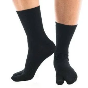 Flip Flop Socks - V-Toe Split Toe Black Crew Cotton Blend