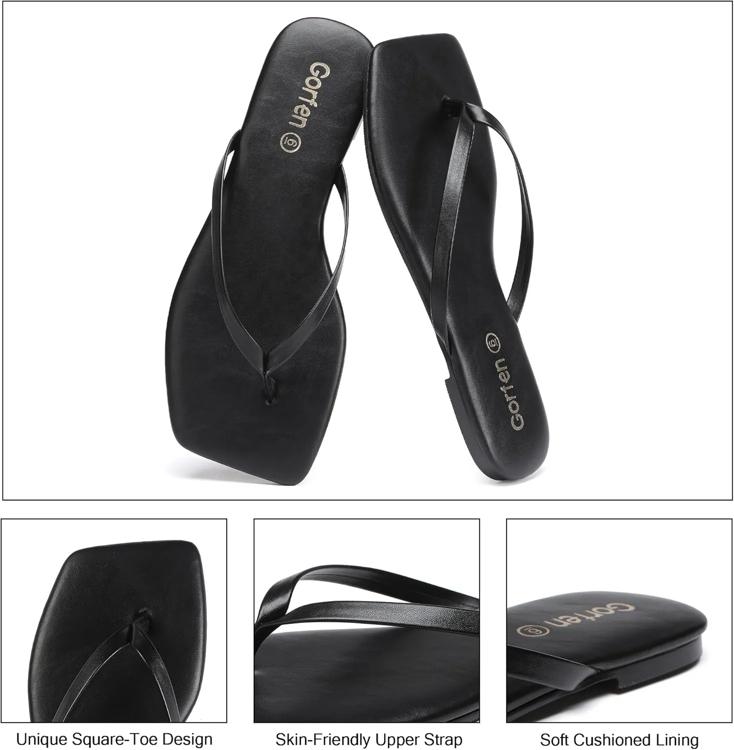 Flip Flops for Women Comfortable Square Toe Casual Beach Sandals Summer Outdoor and Everyday Wear