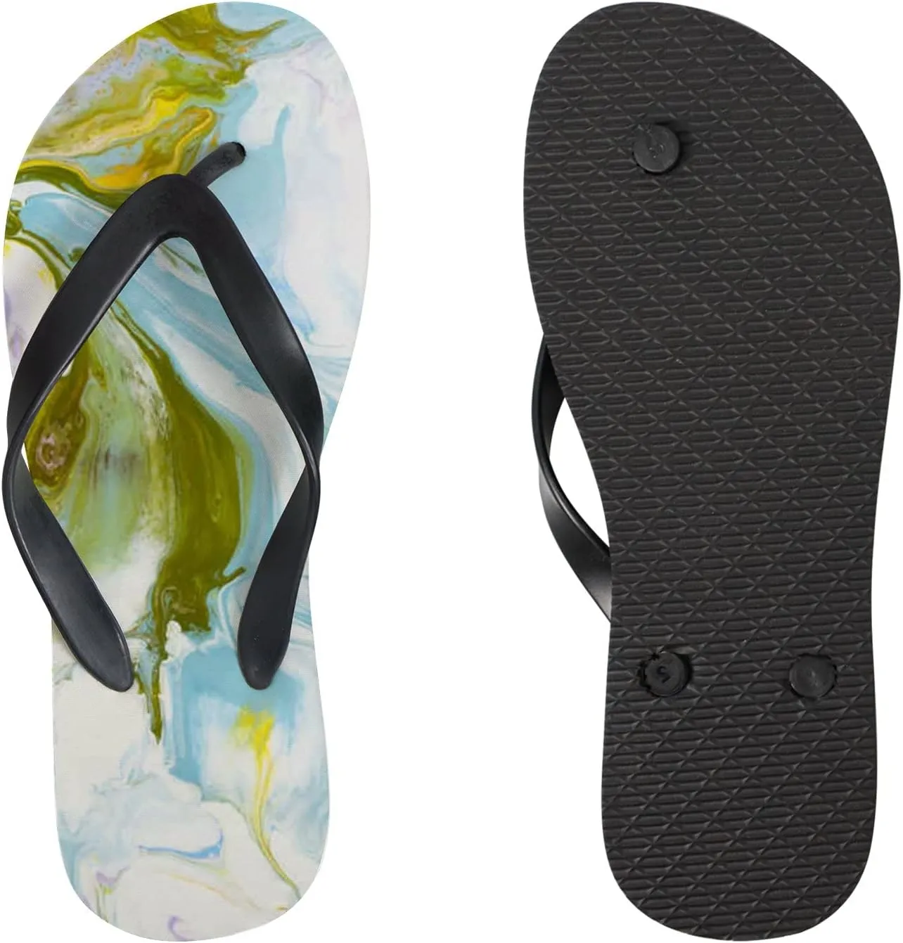 Flip Flops for Women Girls Abstract Purple Gold Marble Summer Casual Thong Slippers Slide Flat Sandals for Beach
