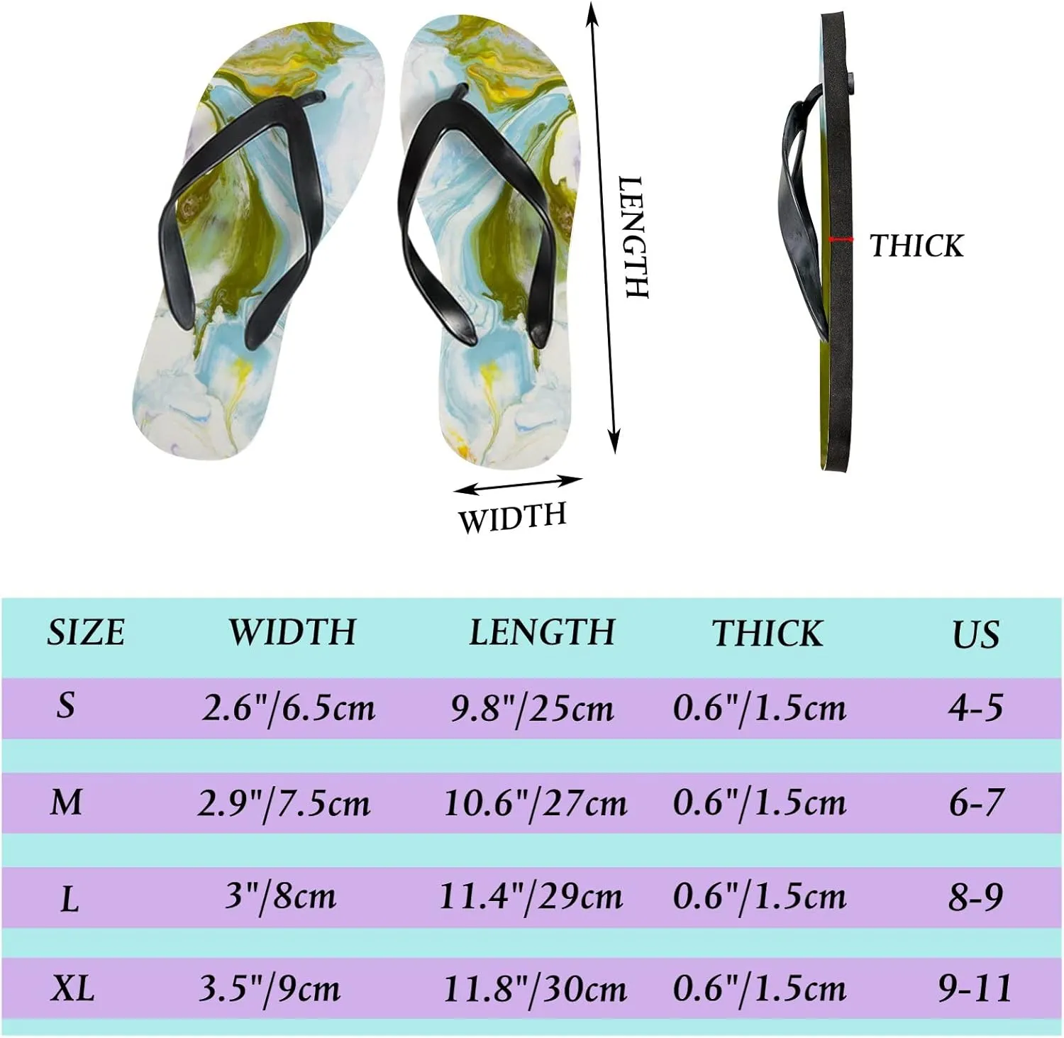 Flip Flops for Women Girls Abstract Purple Gold Marble Summer Casual Thong Slippers Slide Flat Sandals for Beach