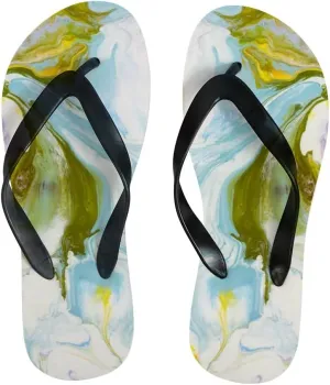 Flip Flops for Women Girls Abstract Purple Gold Marble Summer Casual Thong Slippers Slide Flat Sandals for Beach