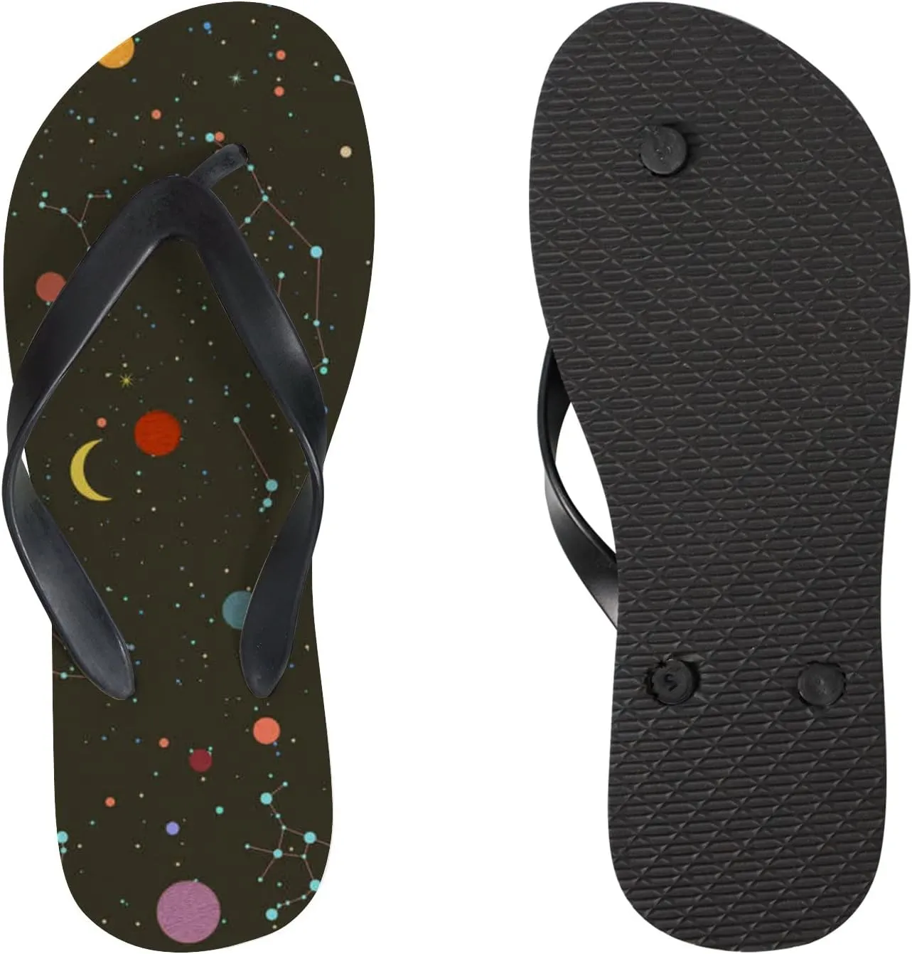 Flip Flops for Women Girls Universal Space Planets Summer Casual Thong Slippers Slide Flat Sandals for Beach