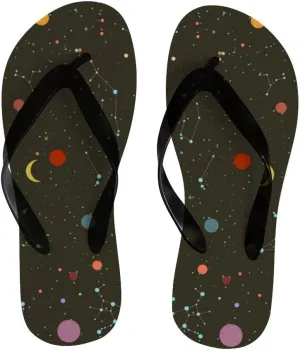Flip Flops for Women Girls Universal Space Planets Summer Casual Thong Slippers Slide Flat Sandals for Beach