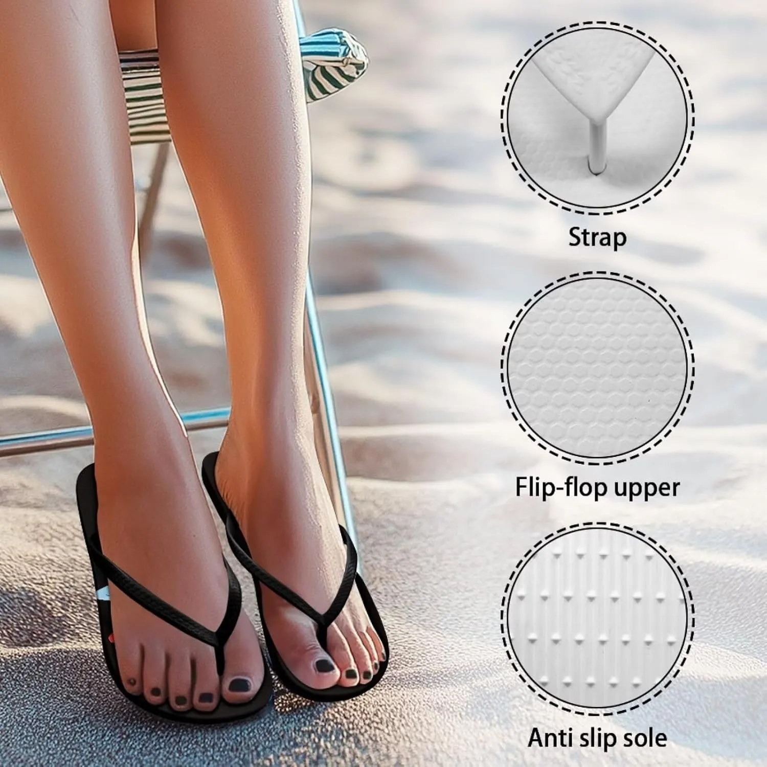 Flip Flops for Women Summer Soft Beach Slippers Lightweight Indoor and Outdoor Sandals