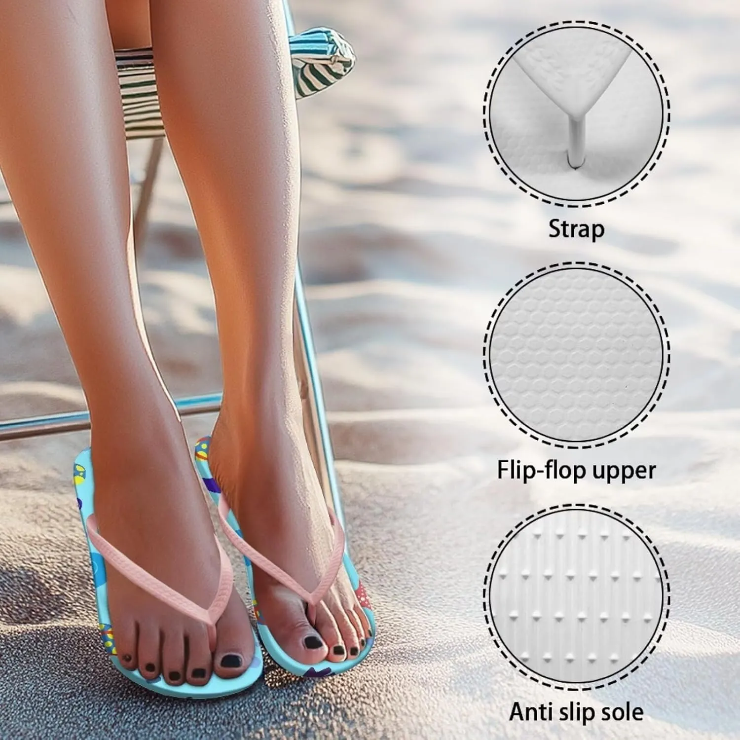 Flip Flops for Women Summer Soft Beach Slippers Lightweight Indoor and Outdoor Sandals