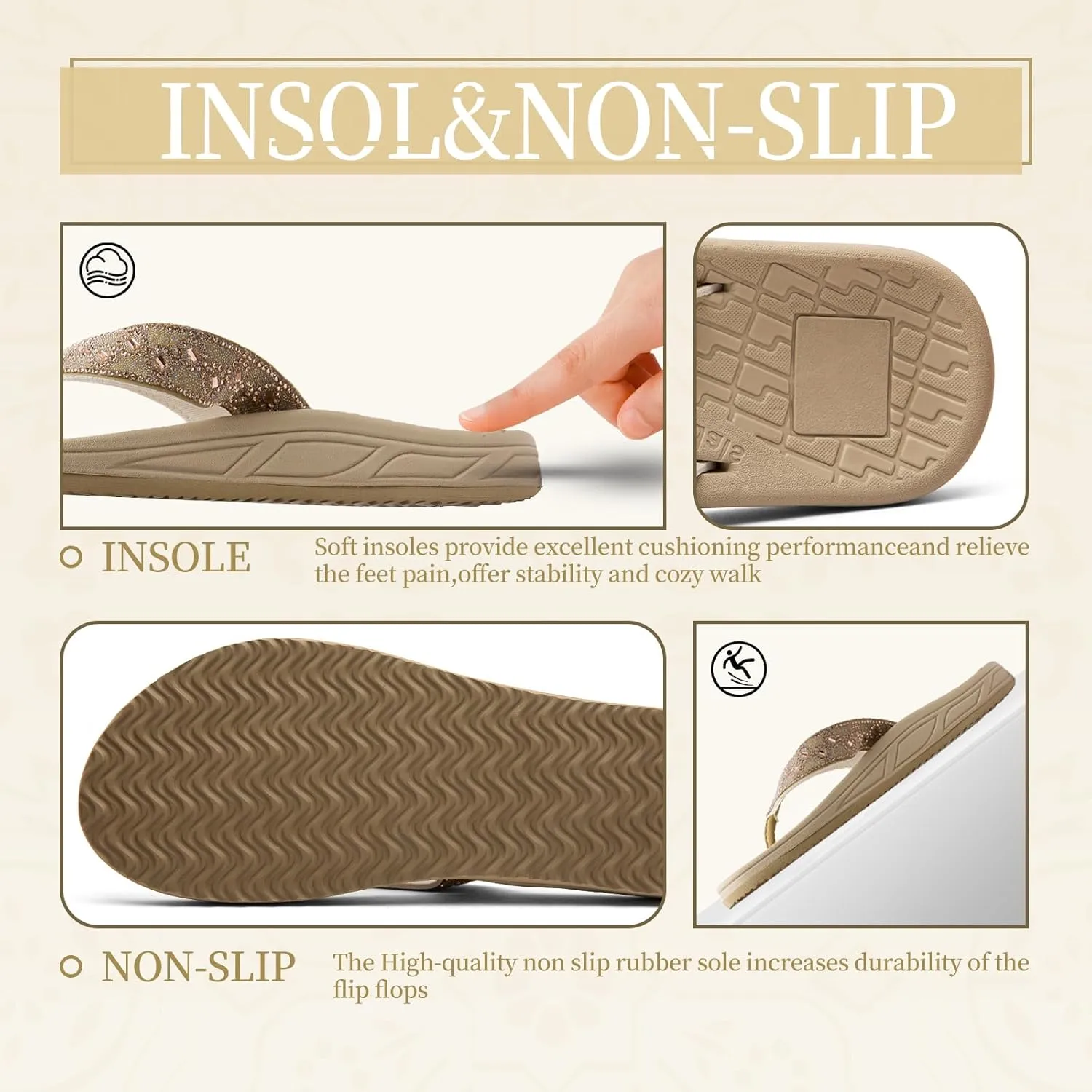 Flip Flops for Women with Arch Support Rhinestone Comfortable Summer Beach Walking Thong Sandals Orthotic Rubber Soles Flip Flop Slippers Slip On Indoor Outdoor