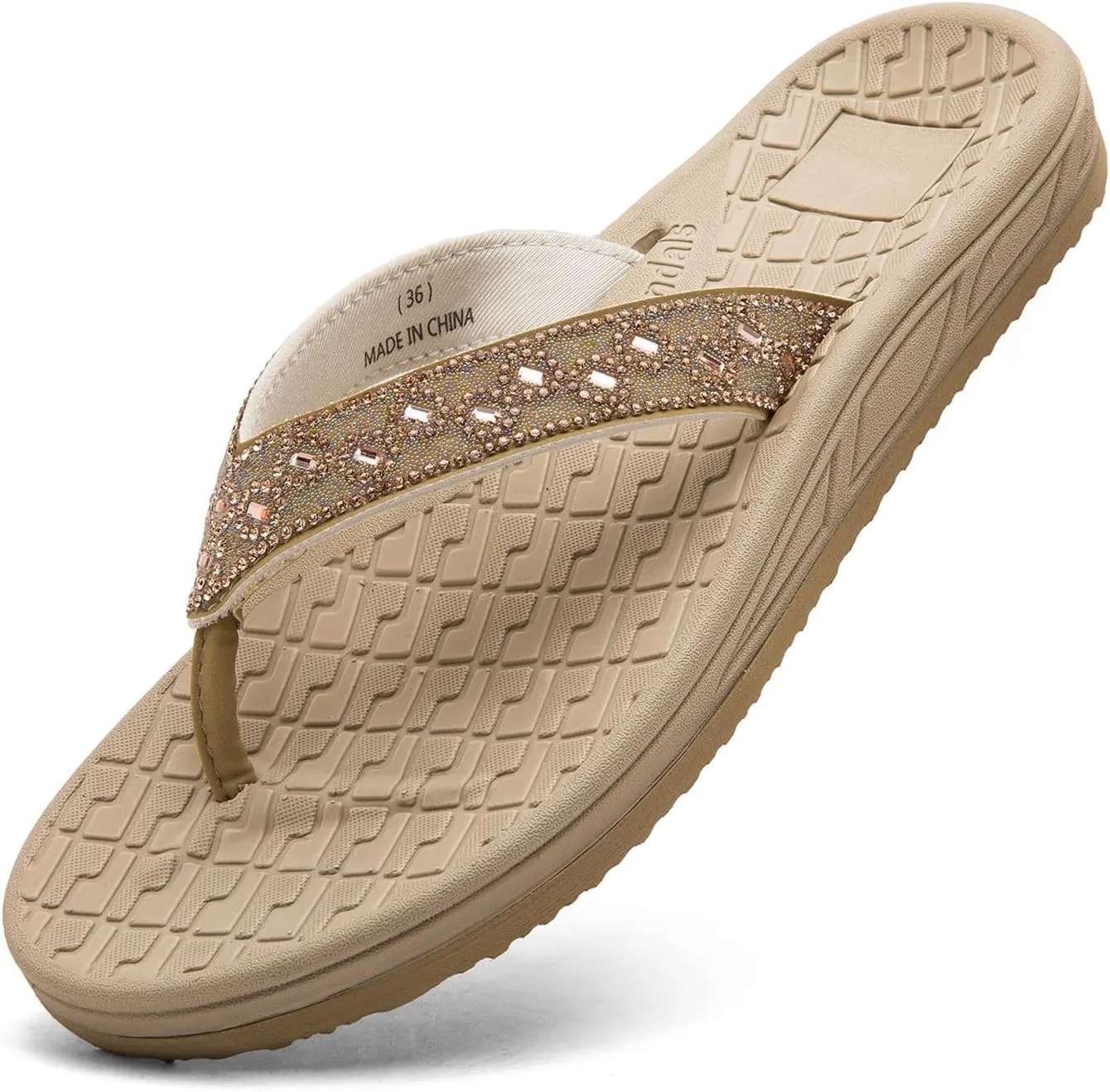 Flip Flops for Women with Arch Support Rhinestone Comfortable Summer Beach Walking Thong Sandals Orthotic Rubber Soles Flip Flop Slippers Slip On Indoor Outdoor