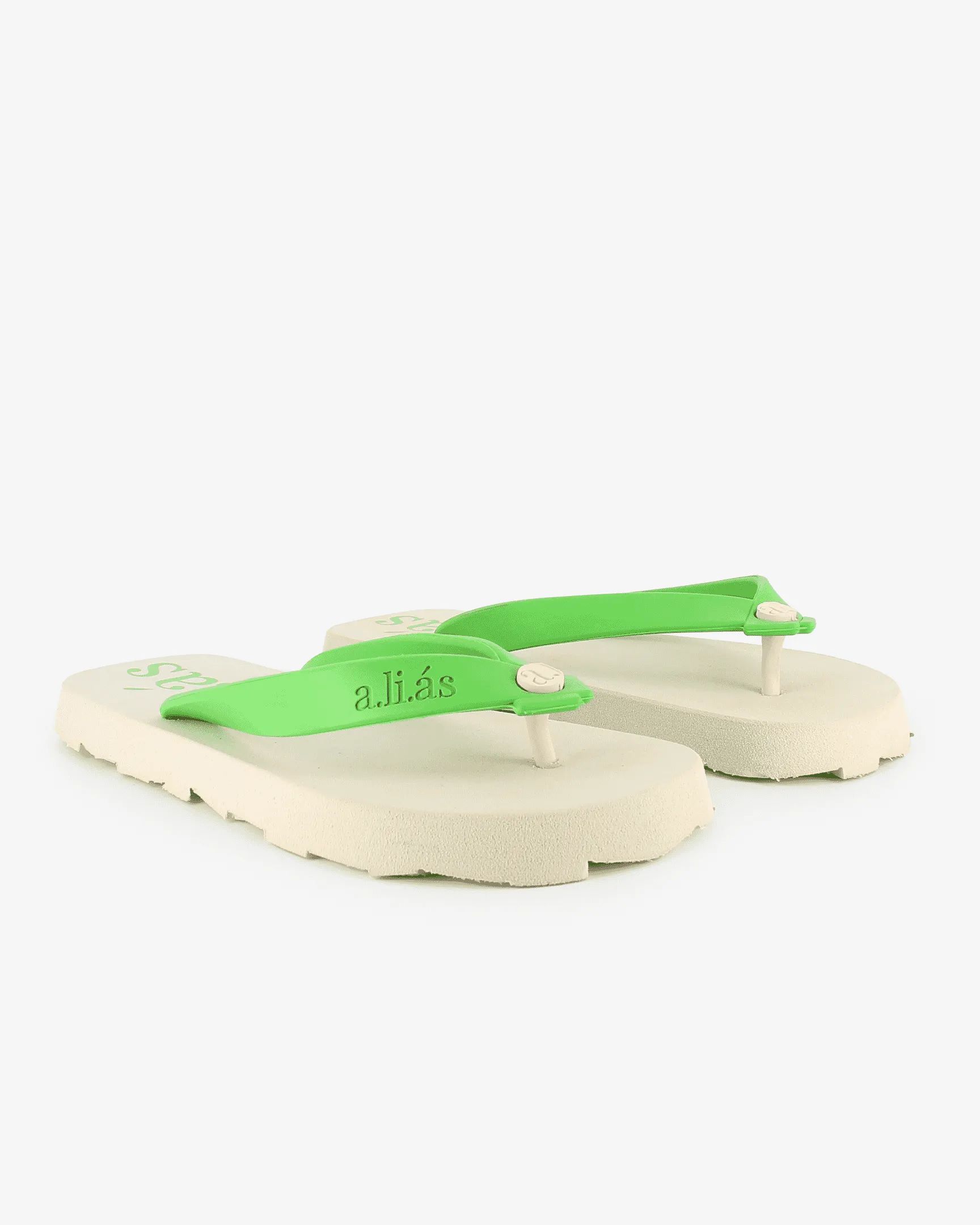 Flos Rubber Flip Flops | Off-White/Vibrant Green