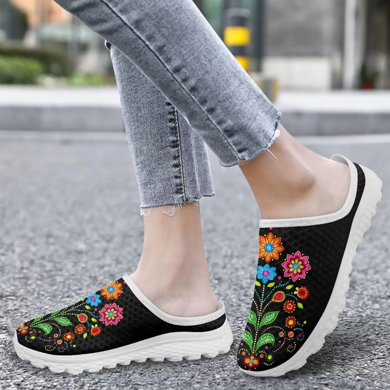 Forchrinse Women's Mules & Clogs American Flag Slip On Backless Walking Shoes Breathable Mesh Clog Shoes