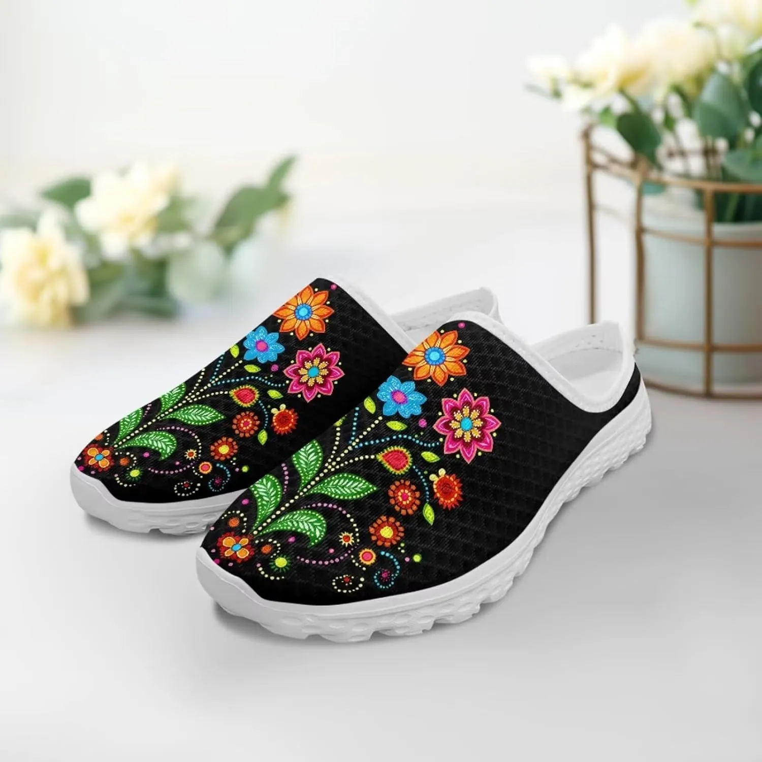 Forchrinse Women's Mules & Clogs American Flag Slip On Backless Walking Shoes Breathable Mesh Clog Shoes