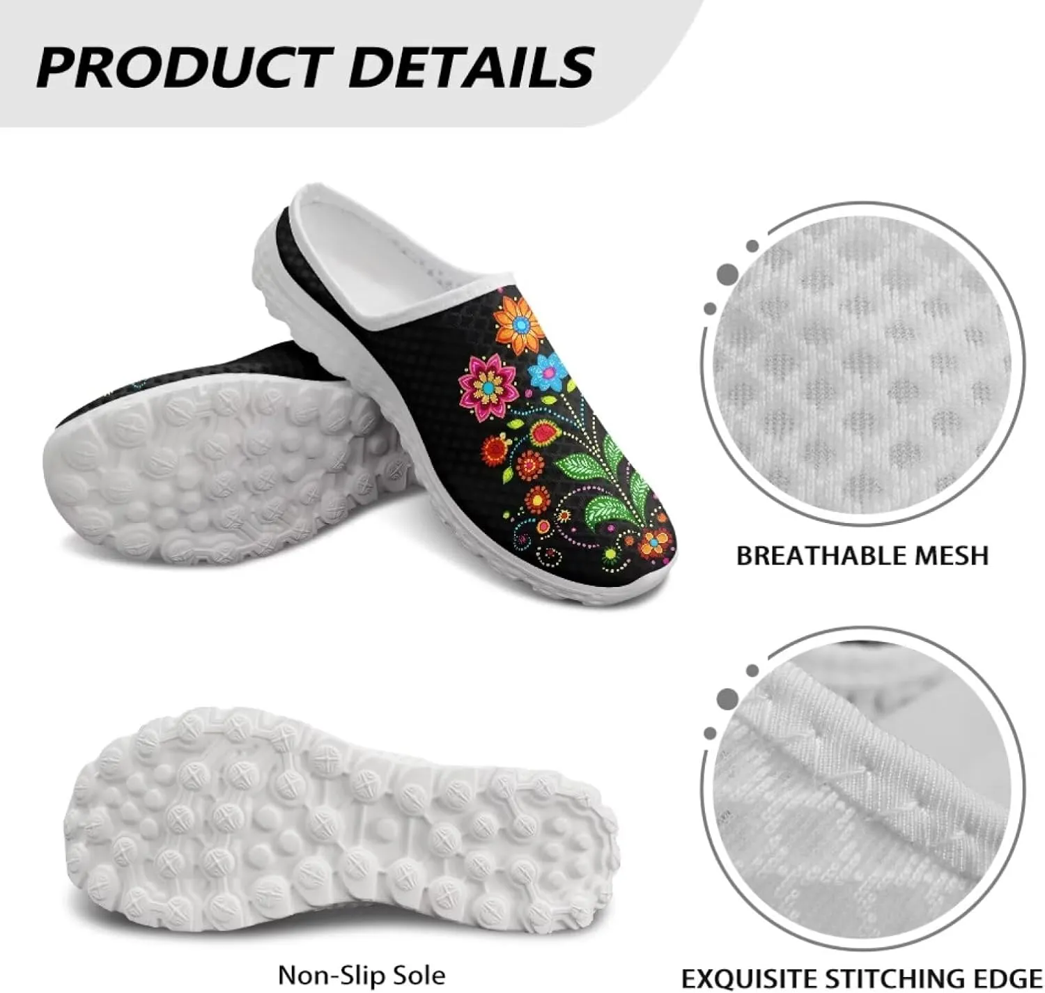 Forchrinse Women's Mules & Clogs American Flag Slip On Backless Walking Shoes Breathable Mesh Clog Shoes