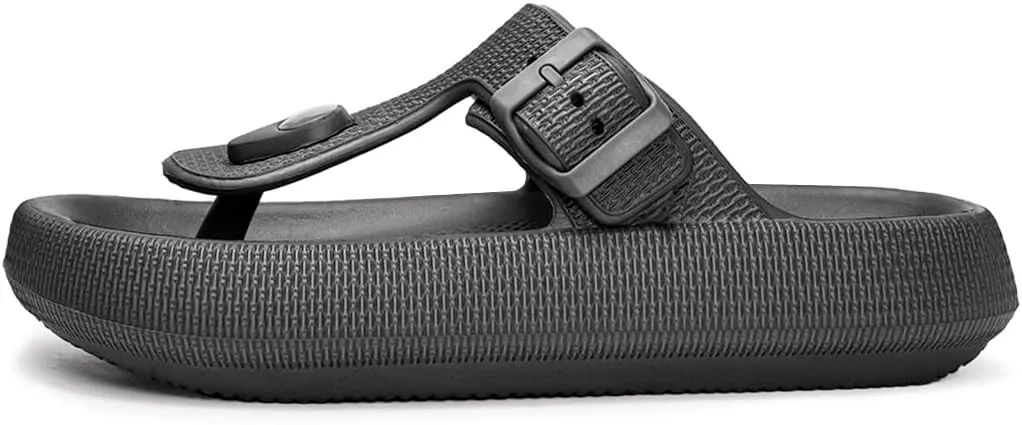 FUNKYMONKEY Thong Sandals Adjustable Buckle EVA Thick-Soled Flip Flops for Women and Men