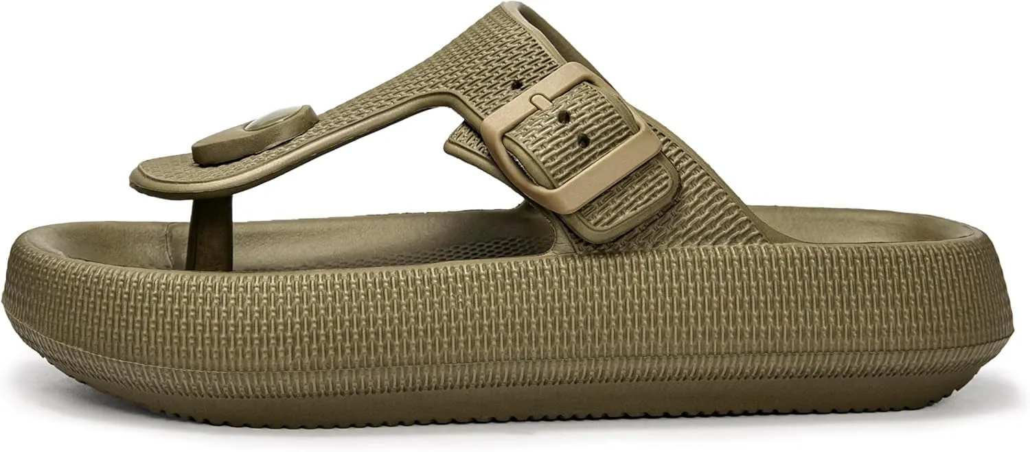 FUNKYMONKEY Thong Sandals Adjustable Buckle EVA Thick-Soled Flip Flops for Women and Men