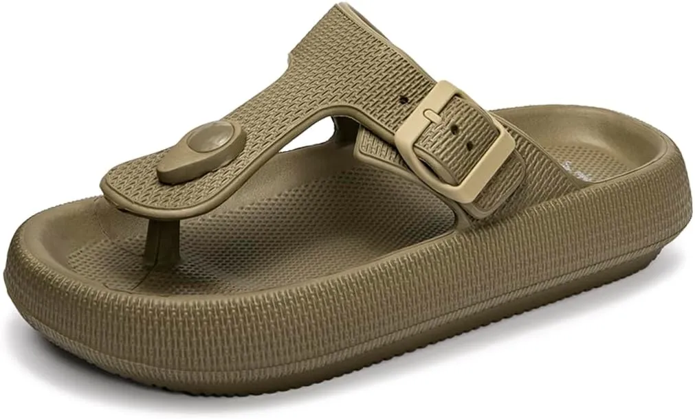 FUNKYMONKEY Thong Sandals Adjustable Buckle EVA Thick-Soled Flip Flops for Women and Men