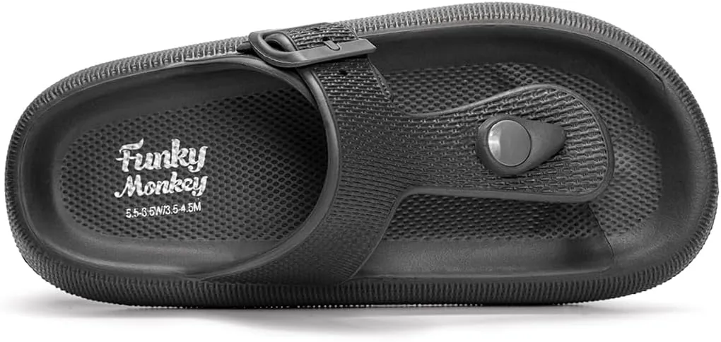 FUNKYMONKEY Thong Sandals Adjustable Buckle EVA Thick-Soled Flip Flops for Women and Men