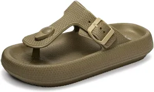 FUNKYMONKEY Thong Sandals Adjustable Buckle EVA Thick-Soled Flip Flops for Women and Men
