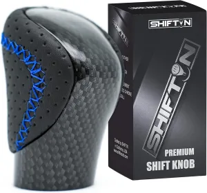 Gear Shift Knob Shifter for Lexus ES GS GX is NX RC RX 200t 300 350 3450h 450hL 350L (Blue Stitch/Carbon Fiber Pattern)