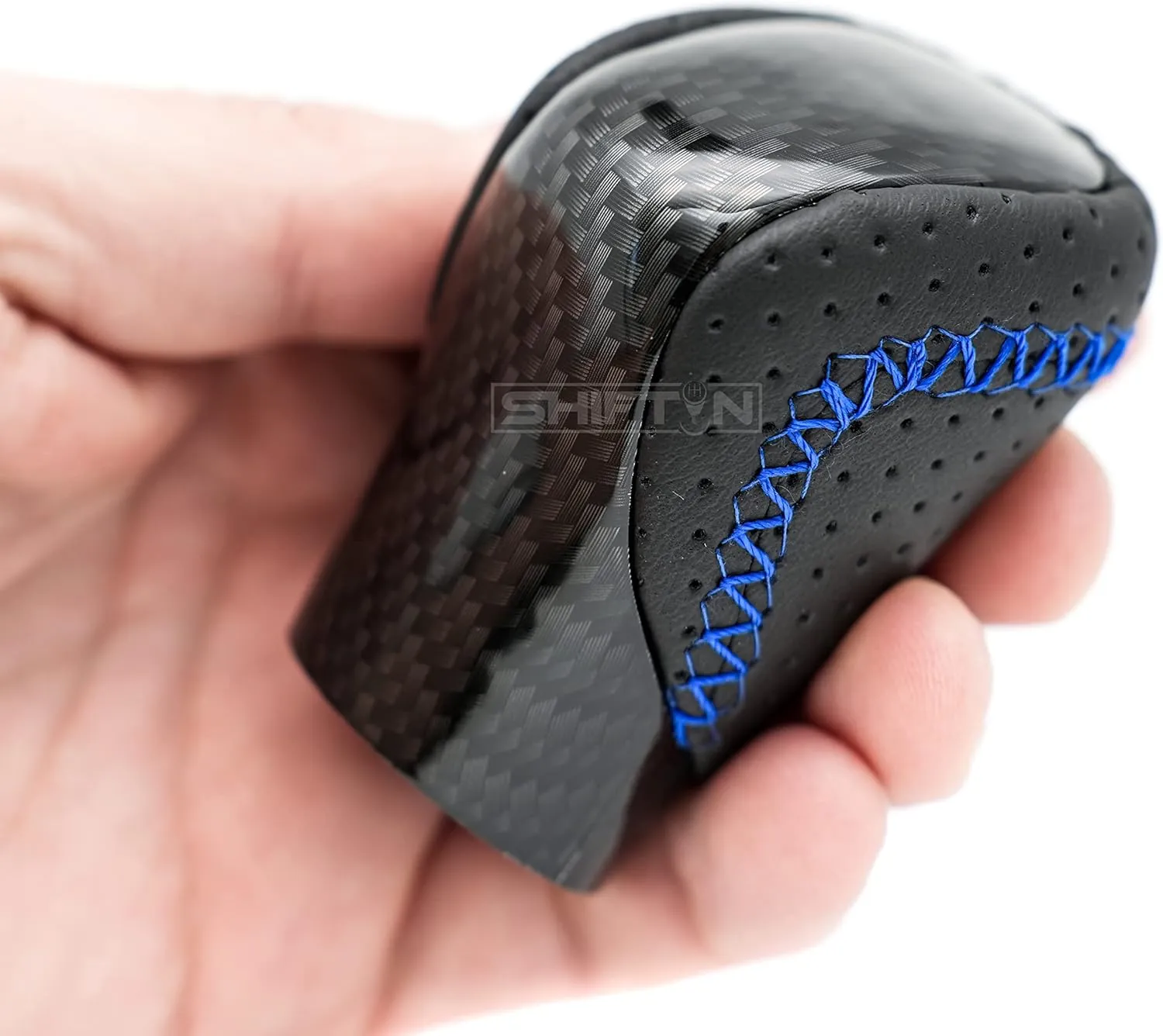 Gear Shift Knob Shifter for Lexus ES GS GX is NX RC RX 200t 300 350 3450h 450hL 350L (Blue Stitch/Carbon Fiber Pattern)