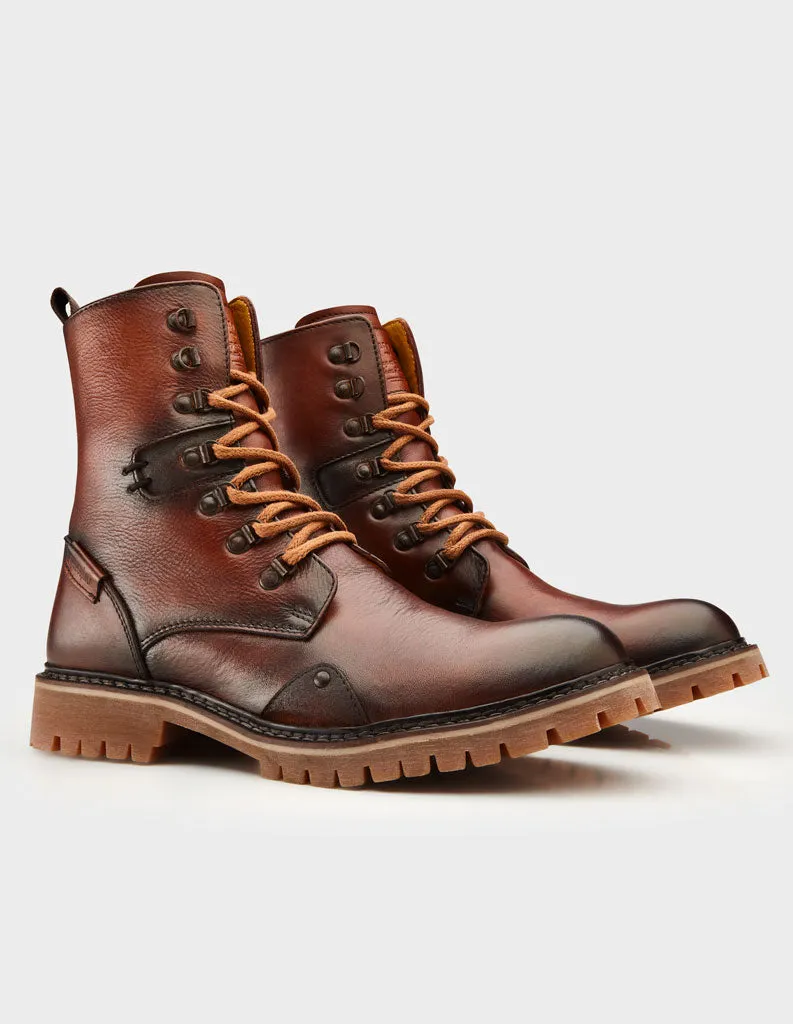 Genuine Leather Men's Lace-Up High Ankle Boots