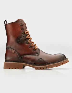 Genuine Leather Men's Lace-Up High Ankle Boots