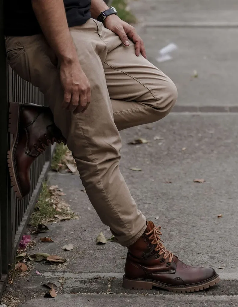 Genuine Leather Men's Lace-Up High Ankle Boots