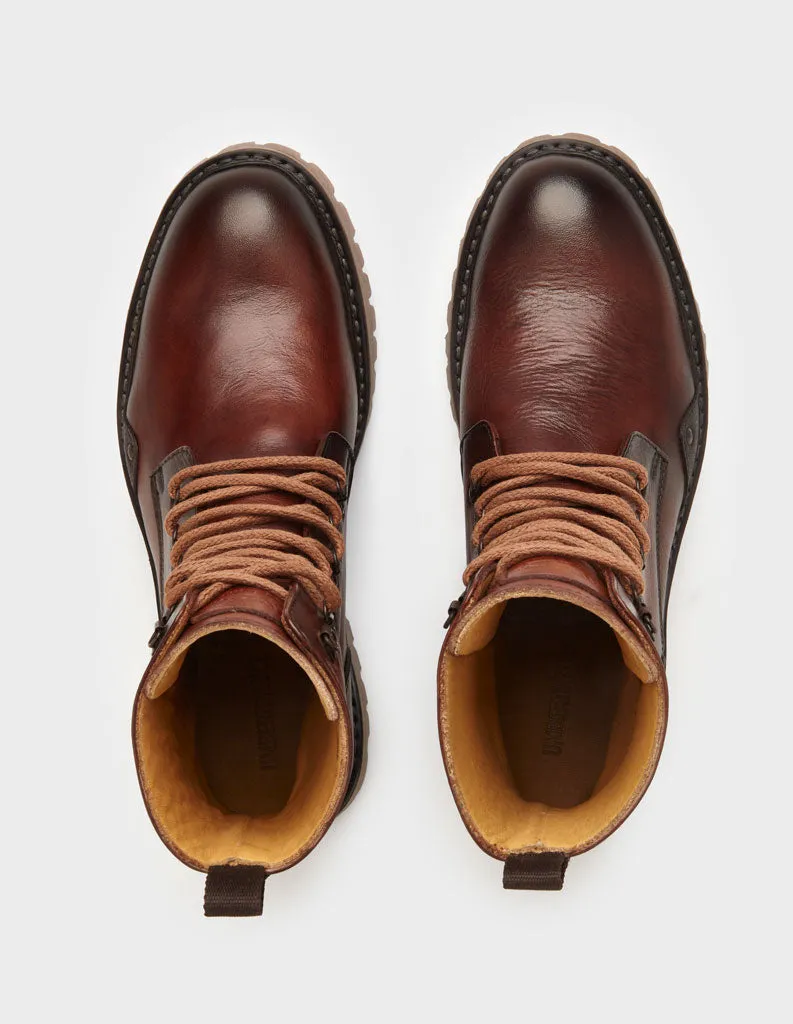Genuine Leather Men's Lace-Up High Ankle Boots
