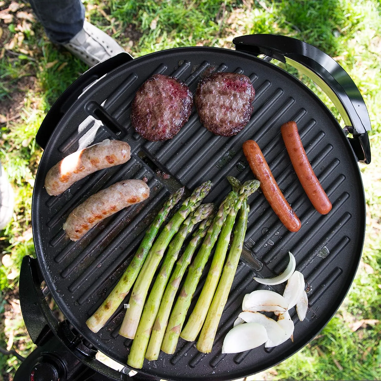 George Foreman Indoor/Outdoor Electric Patio Grill, Apartment Approved, 15-Serving, Removable Stand, Black