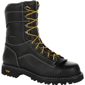 Georgia Men's Amp Lightweight Low-Heel Logger 9" Waterproof Work Boot - Black - GB00271