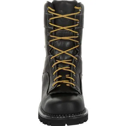 Georgia Men's Amp Lightweight Low-Heel Logger 9" Waterproof Work Boot - Black - GB00271