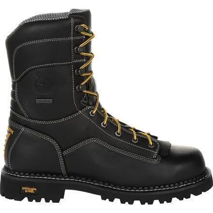 Georgia Men's Amp Lightweight Low-Heel Logger 9" Waterproof Work Boot - Black - GB00271