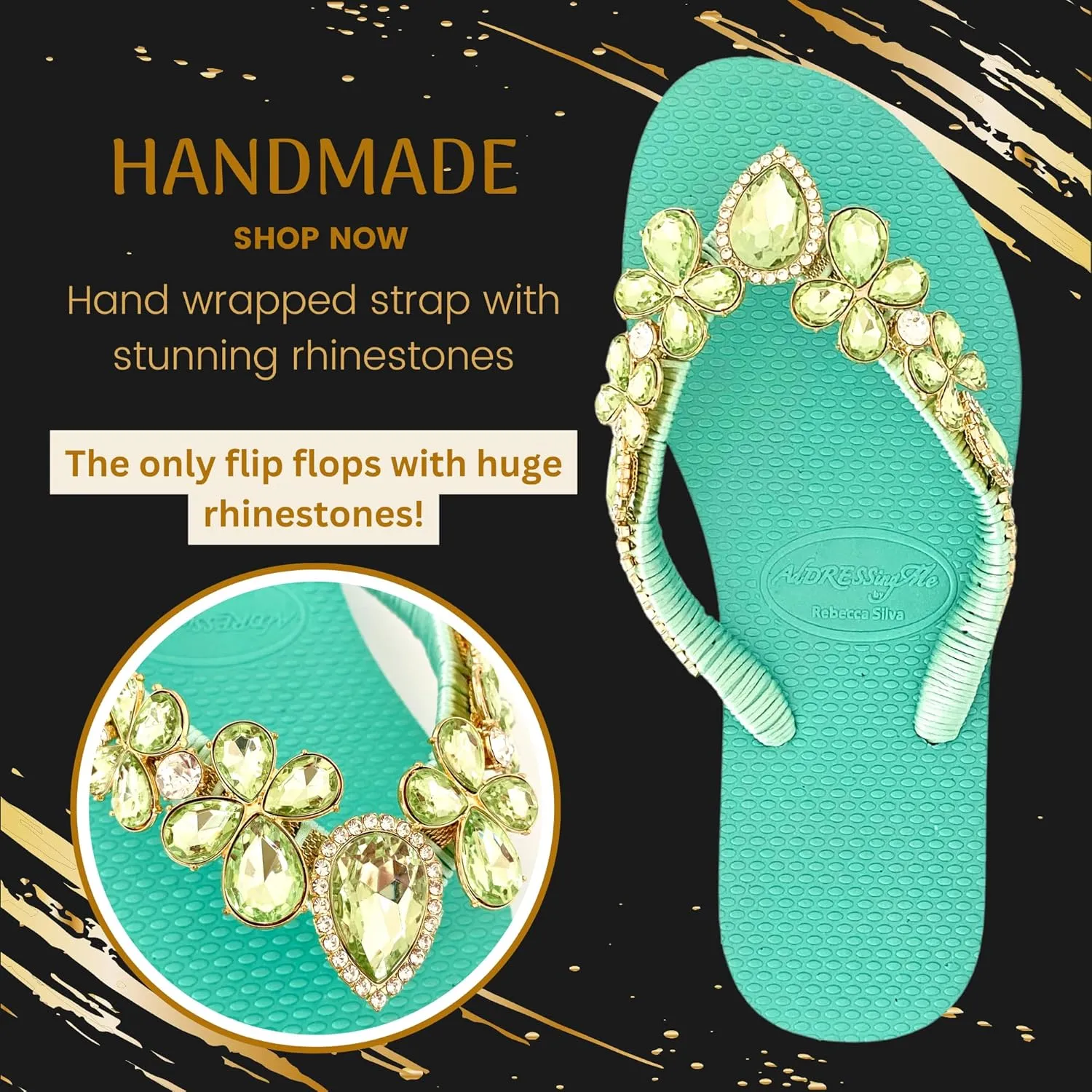 Glam Rhinestones Flip Flops For Women