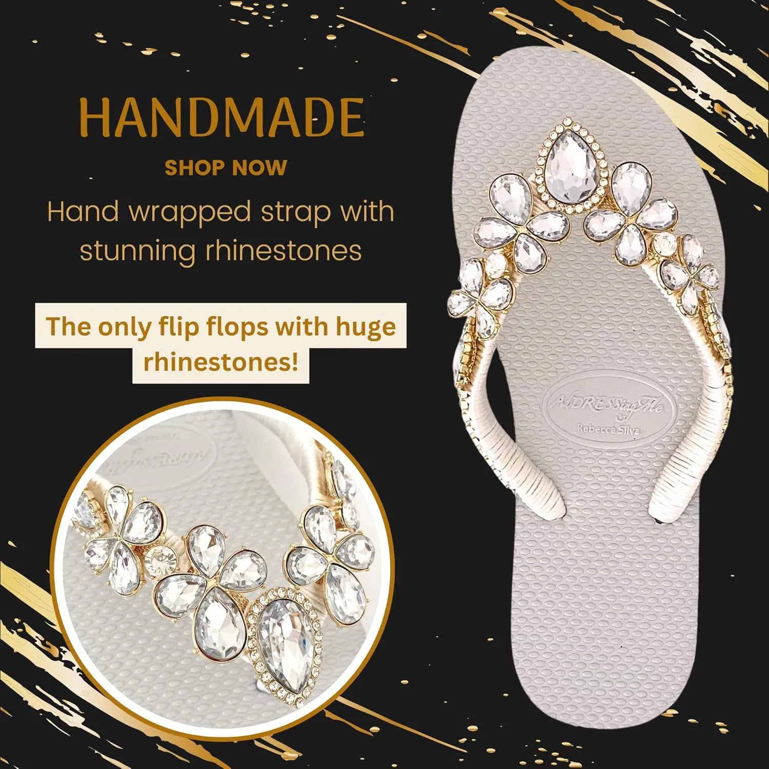 Glam Rhinestones Flip Flops For Women