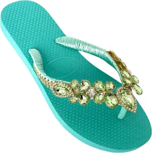 Glam Rhinestones Flip Flops For Women