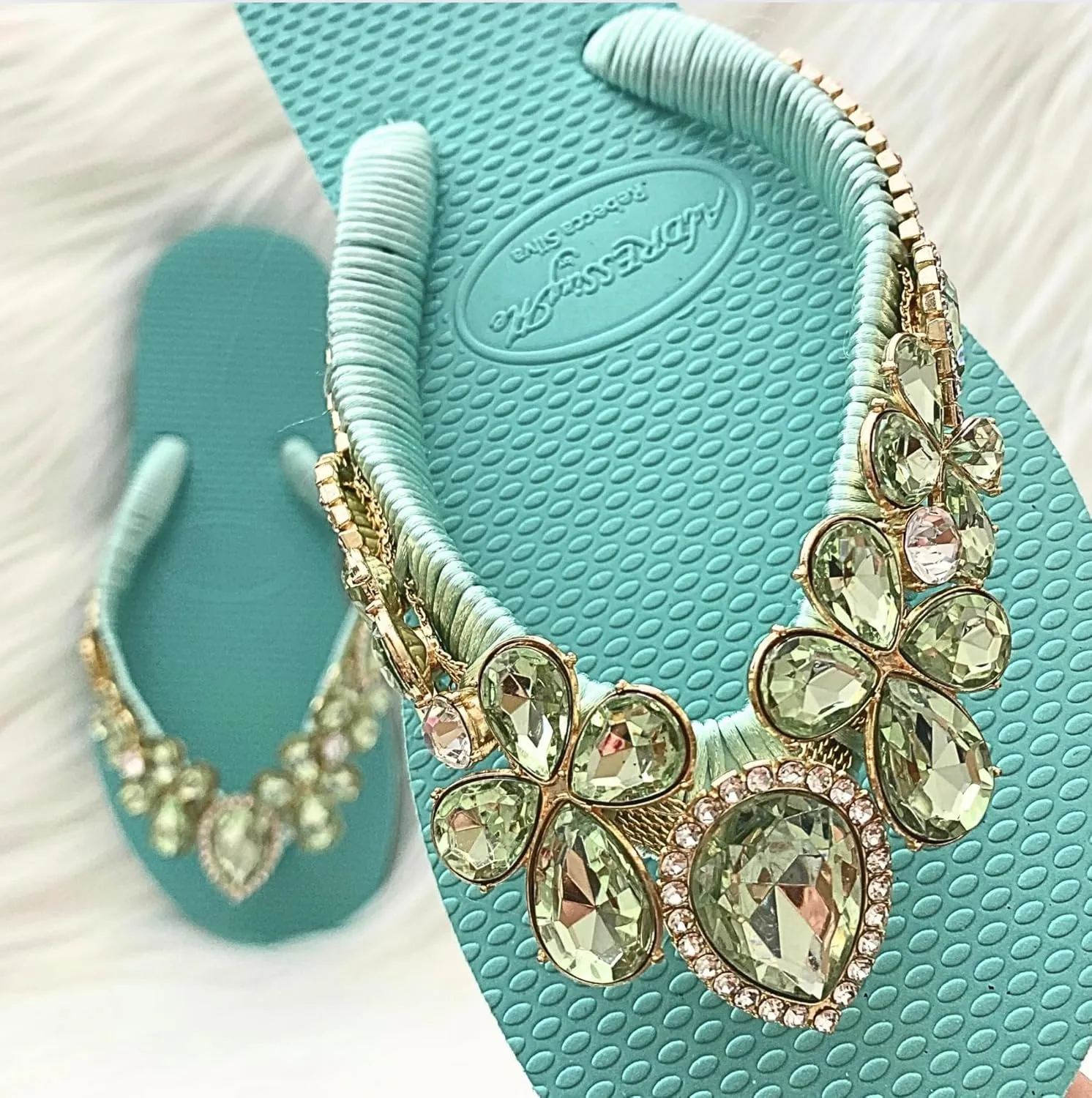 Glam Rhinestones Flip Flops For Women