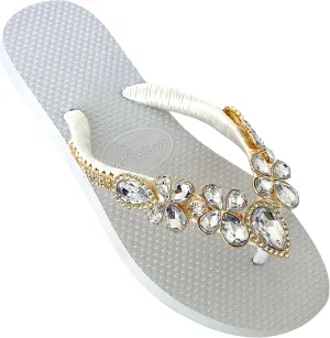 Glam Rhinestones Flip Flops For Women
