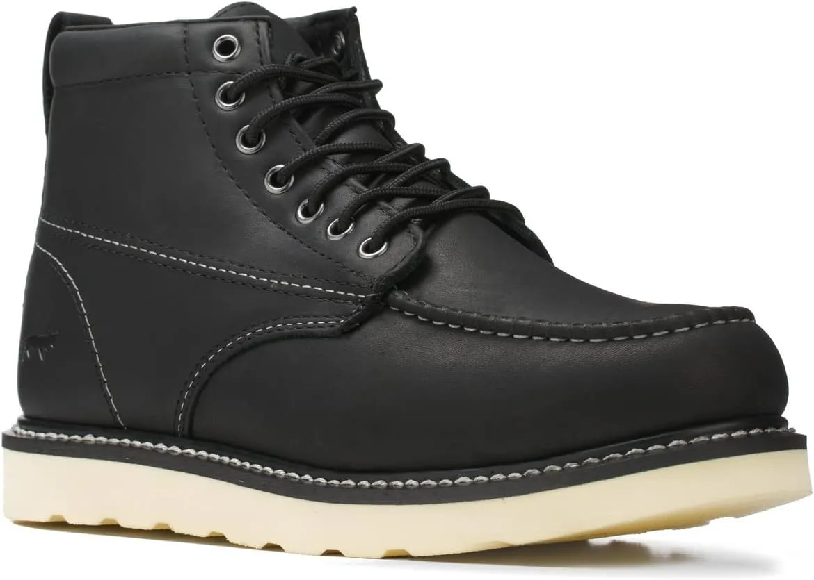 Golden Fox Work Boots 6" Men's Moc Toe Wedge Comfortable Boot for Construction