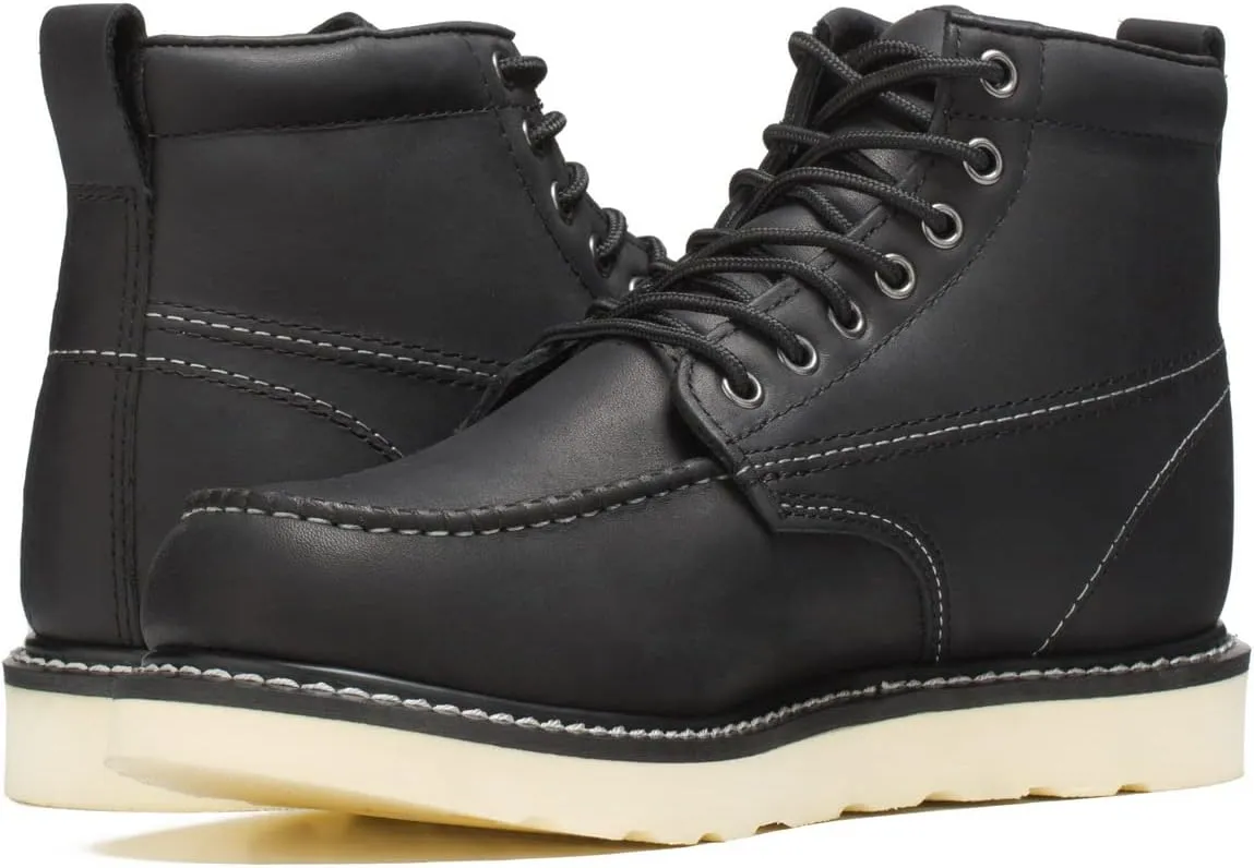 Golden Fox Work Boots 6" Men's Moc Toe Wedge Comfortable Boot for Construction