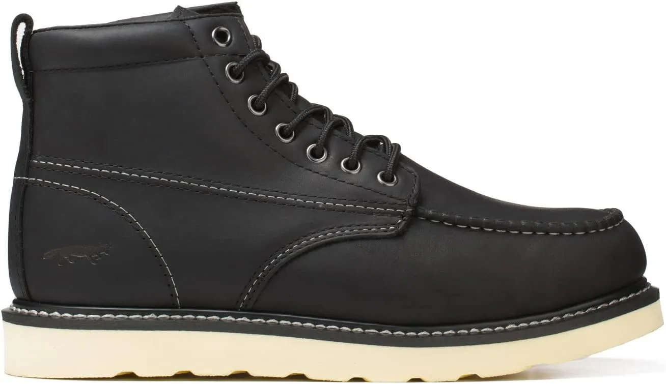Golden Fox Work Boots 6" Men's Moc Toe Wedge Comfortable Boot for Construction