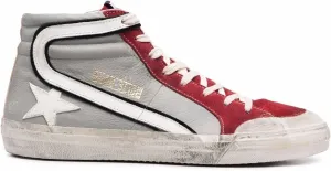 Golden Goose Slide Leather Upper and Wave Suede Toe Laminated List Mens Distressed Sneakers