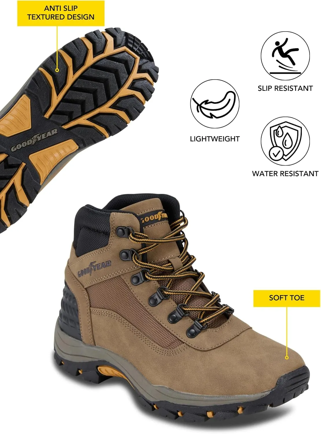 Goodyear Men's Montana Work Boot – Rugged & Durable Lace-Up Boots for Work & Hiking