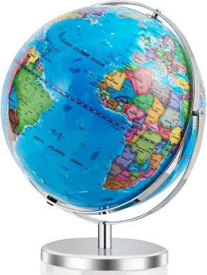 Goplus Desktop World Globe with LED Lights, 720 Rotation, Easy to Read Labels over 4000 Locations for Classroom, Office