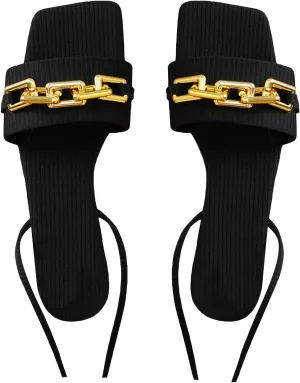 GORGLITTER Women's Lace Up Gladiator Sandals Strappy Flat Sandals Dressy Open Toe Slide Sandals