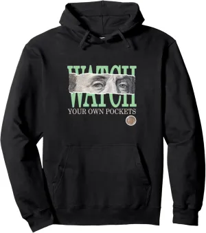 Green Watch Your Own Pockets Sage Light Green Graphic Pullover Hoodie