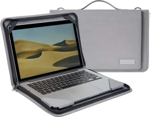 Grey Leather Laptop Messenger Case - Compatible with Dell Precision 7540 15.6" Mobile Workstation