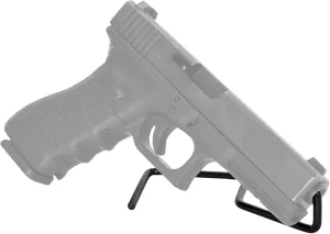 Gun Storage Solutions .22Cal & Larger Kikstand Handgun Display Stands - Free Standing or Glass Shelf Clipping Styles