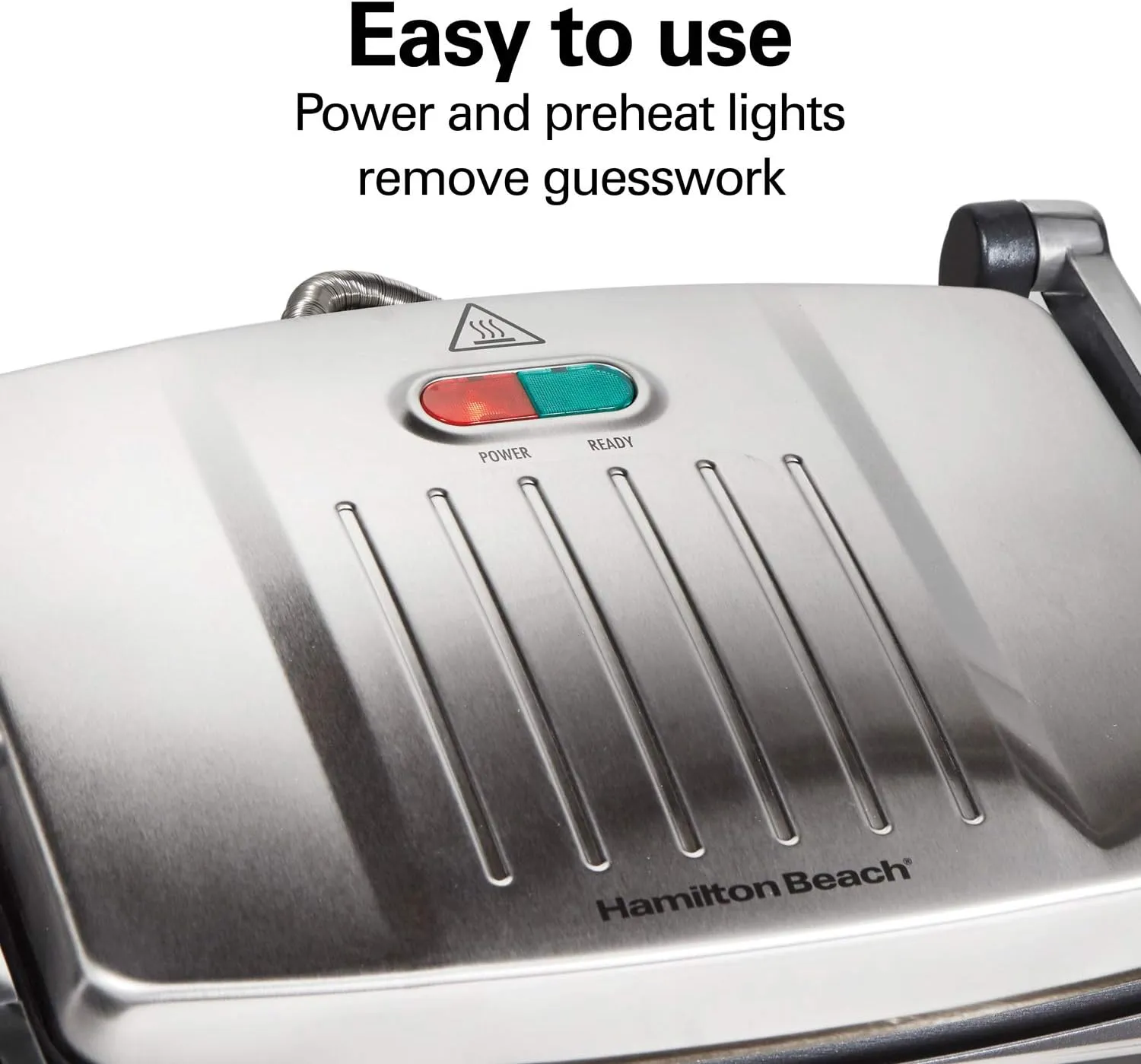 Hamilton Beach Panini Press, Sandwich Maker & Electric Indoor Grill, Upright Storage, Nonstick Easy Clean Grids, Stainless Steel (25410)
